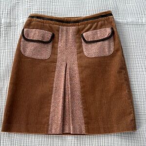 LOFT Brown and Pink A-Line Skirt